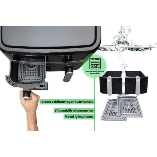 WIAMI KDF-5599DT 9 LT CIFT SEPET AIR FRYER