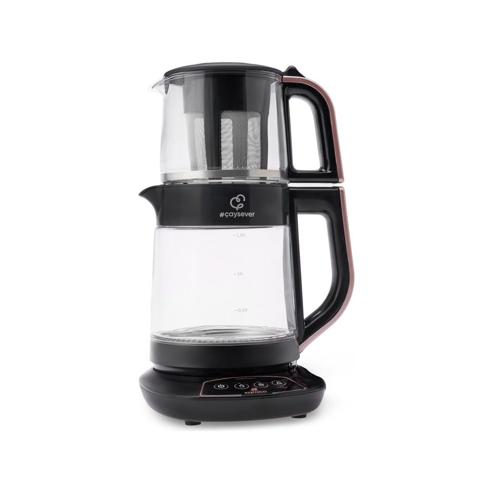 Karaca Çaysever 3 in 1 Konuşan Cam Çay Makinesi Su Isıtıcı ve Mama Suyu Hazırlama 1700W Rosegold