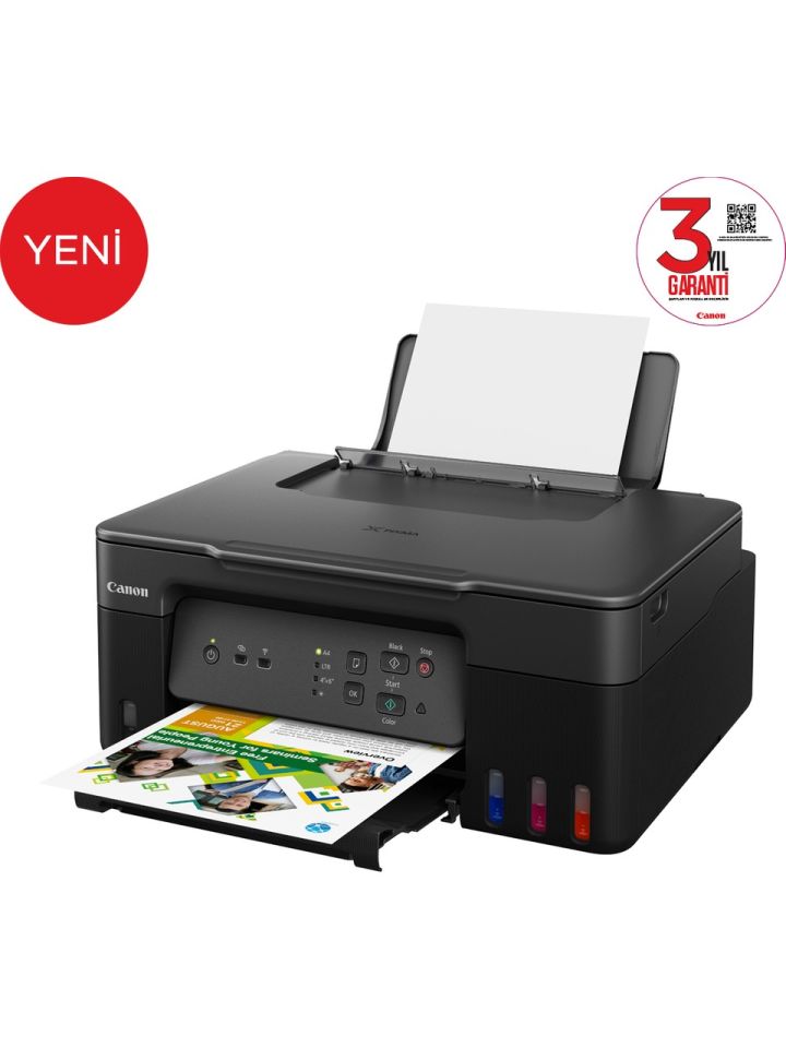Canon G3430 Wi-Fi + Tarayıcı + Fotokopi Renkli Çok Fonksiyonlu Tanklı Mürekkep Püskürtmeli Yazıcı (Canon Eurasia Garantili)